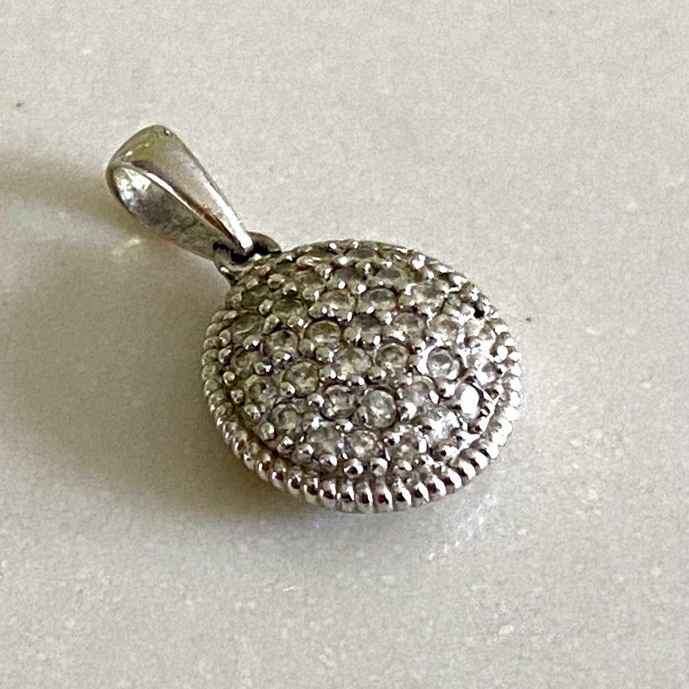 Pave Diamond Pendant, .54 TCW, 14k White Gold, EUC